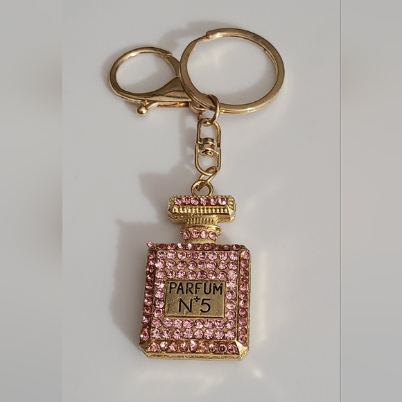 Perfume crystal pink Keychain purse charm bag rhinestones bling NEW necklace cha - Picture 1 of 5